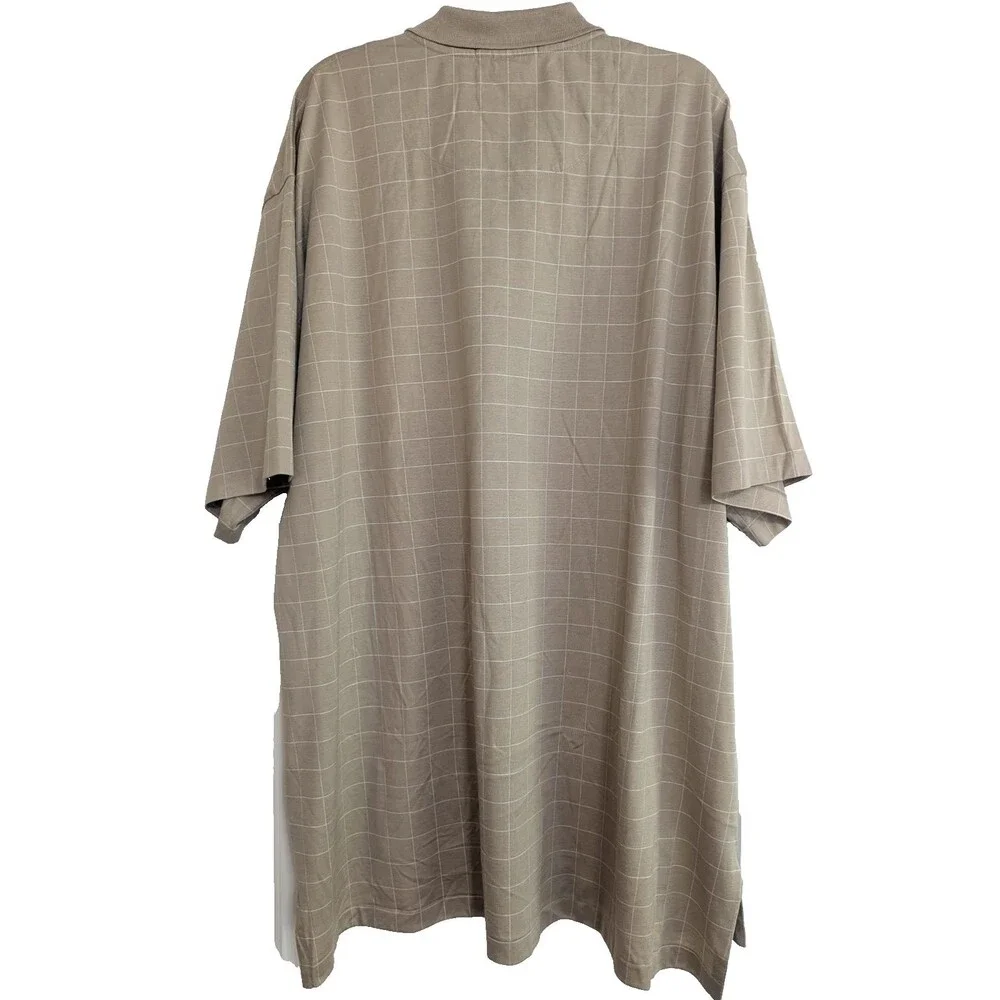 VTG Polo Ralph Lauren Windowpane Polo Shirt Men's XXL Tan Grid Plaid NWT NOS